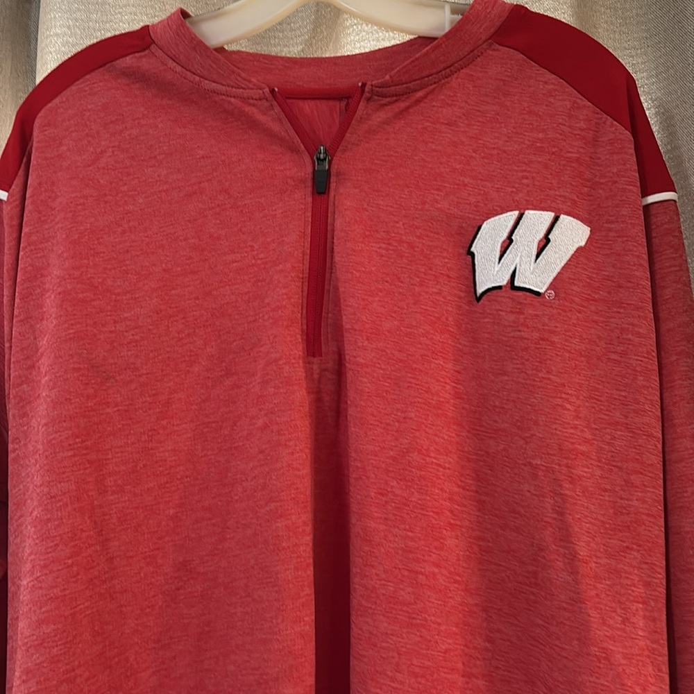 Champion Wisconsin 2X Red Long Sleeve Quarter-Zip Shirt
